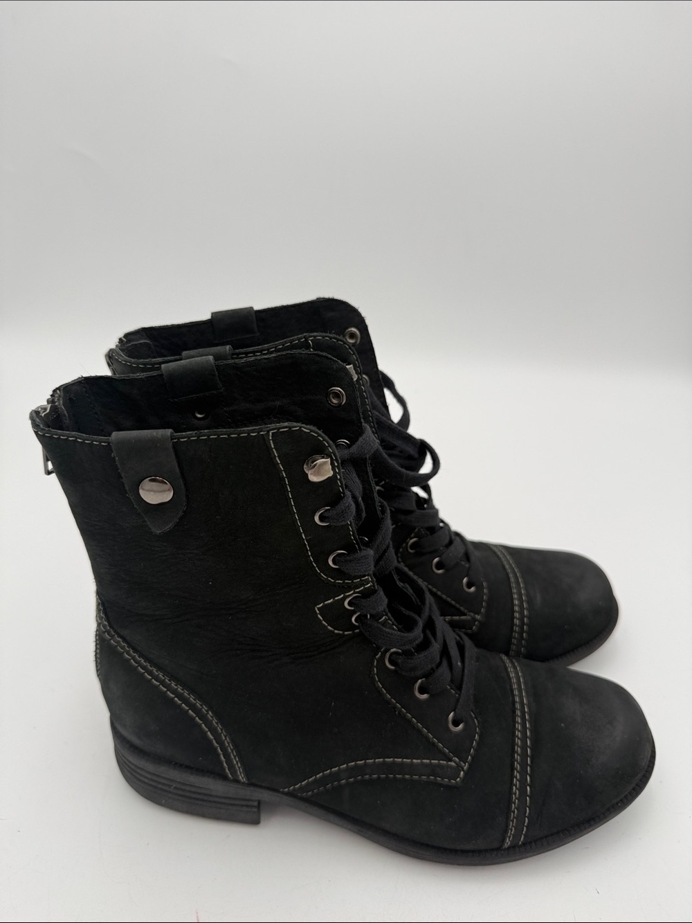 Rockport Black Lace-Up Ankle Boots women 9.5M combat casual office Y2K comfort - Picture 3 of 13